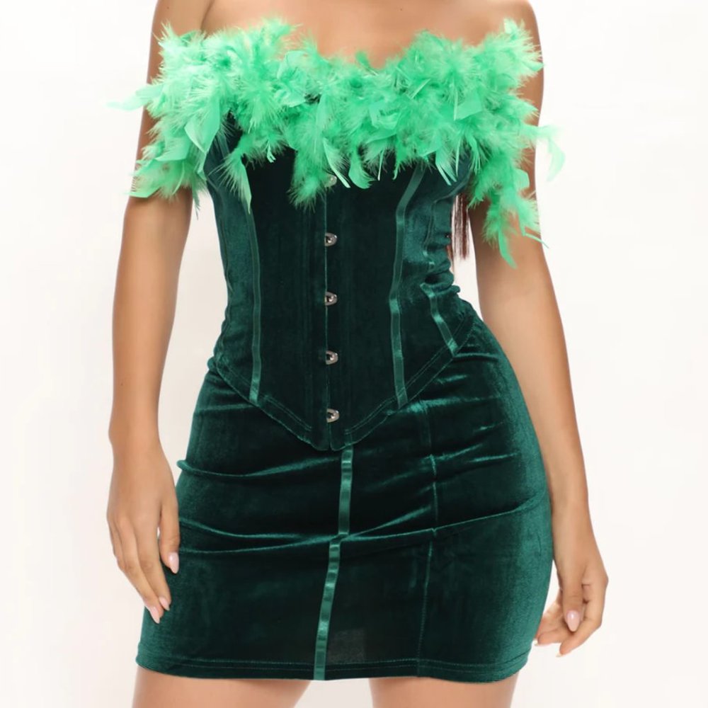Velvet Skirt Set - Green